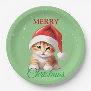 Funny Safari animals Cat Santa Christmas Costume Paper Plates