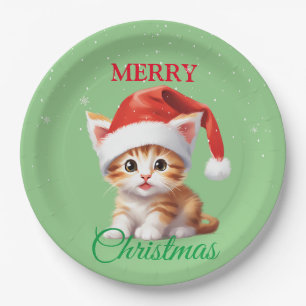 Funny Safari animals Cat Santa Christmas Costume Paper Plates