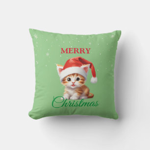 Funny Safari animals Cat Santa Christmas Costume Throw Pillow