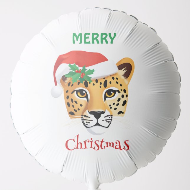 Funny Safari animals Cheetah leopard Santa Xmas Balloon (Front)