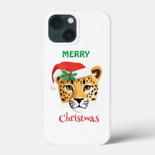 Funny Safari animals Cheetah leopard Santa Xmas iPhone 13 Mini Case