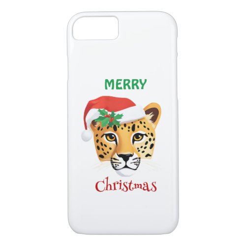 Funny Safari animals Cheetah leopard Santa Xmas iPhone 87 Case