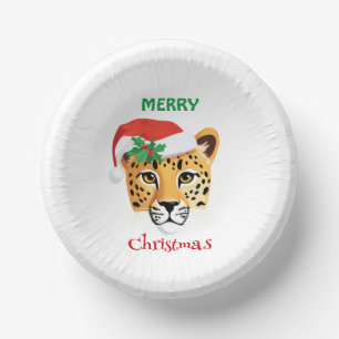 Funny Safari animals Cheetah leopard Santa Xmas Paper Bowls