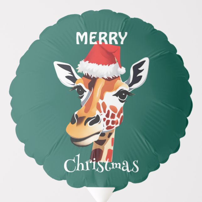 Funny Safari animals Giraffe Santa Xmas party Balloon (Front)