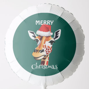 Funny Safari animals Giraffe Santa Xmas party Balloon