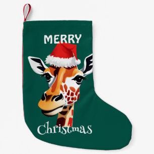 Funny Safari animals Giraffe Santa Xmas party Small Christmas Stocking
