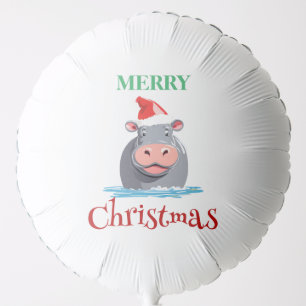 Funny Safari animals HIPPO Santa Christmas Costume Balloon