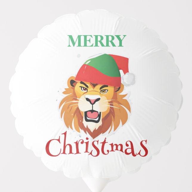 Funny Safari animals Lion Santa Christmas Costume Balloon (Front)