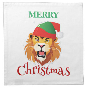 Funny Safari animals Lion Santa Christmas Costume Cloth Napkin