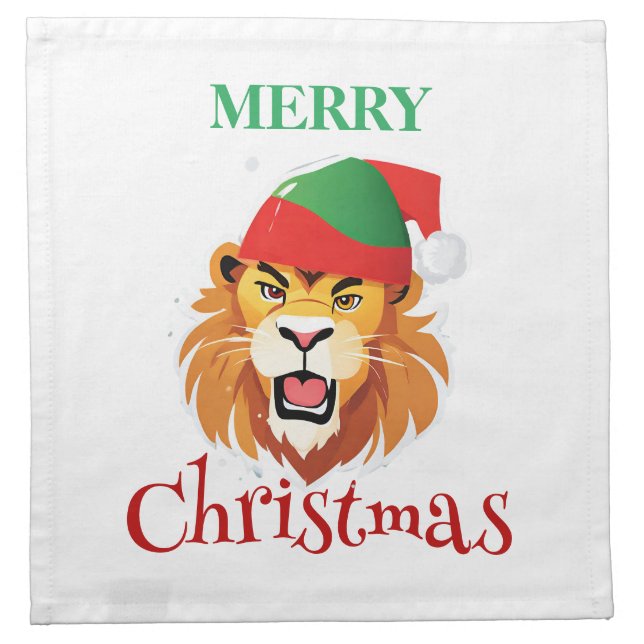 Funny Safari animals Lion Santa Christmas Costume Cloth Napkin (Front)