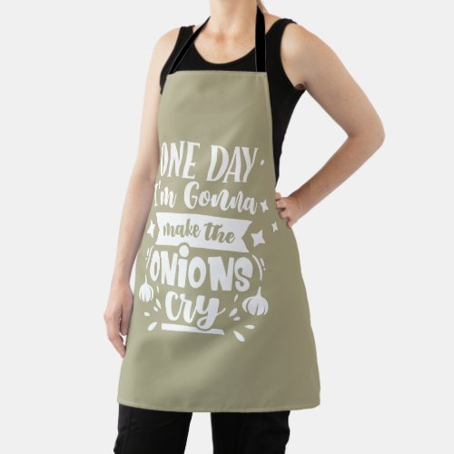 Funny sage green typography  apron
