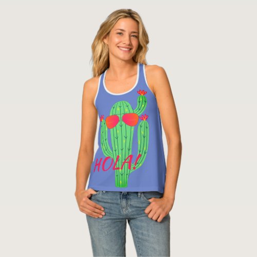 Funny Saguaro Cactus Face Southwestern Humor Tank Top