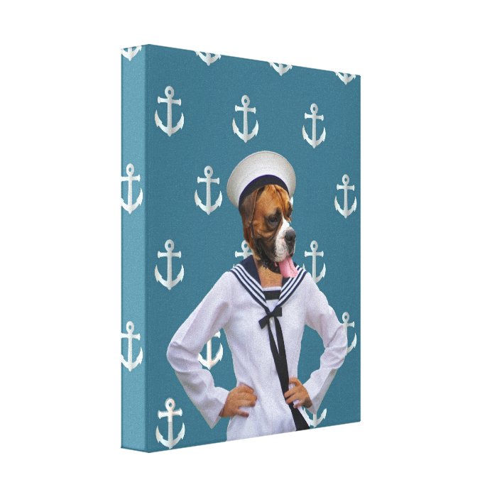 Funny sailor dog character gallery wrapped canvas