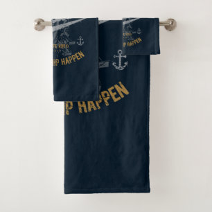 Funny Sailor Gift, Sailing Gifts Captain Retro Bath Towel Set