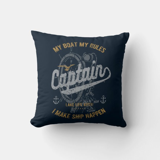 Funny Sailor Gift, Sailing Gifts Captain Retro Throw Pillow (Front)
