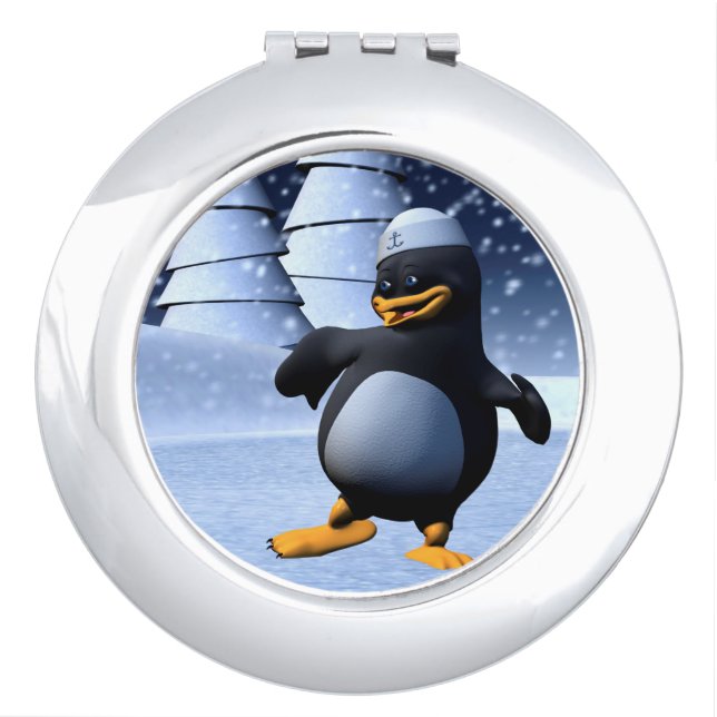 Funny Sailor Penguin Dancing Makeup Mirror (Front)