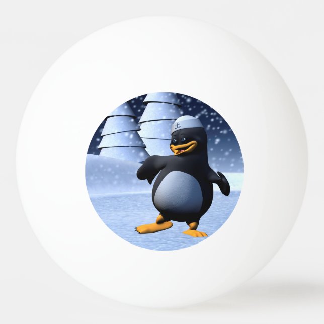Funny Sailor Penguin Dancing Ping-Pong Ball (Front)