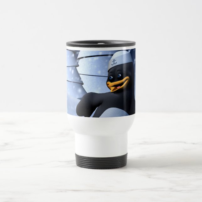 Funny Sailor Penguin Dancing Travel Mug (Center)