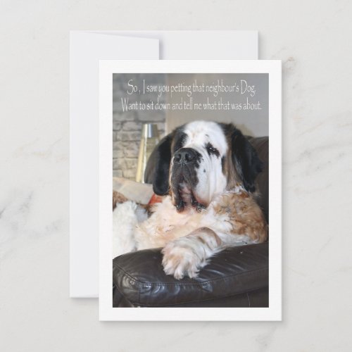 Funny Saint Bernard dog portrait Thank You Card