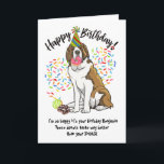 Funny Saint Bernard Pet Dog  Birthday Card Donuts<br><div class="desc">Funny Saint Bernard Dog Birthday Card Donuts. .Time to eat the donuts! This funny birthdaycard feature your favorite Saint Bernard Dog all decked out in his party hat, munching on your stash of birthday donuts. Sprinkles flying everywhere, and your pup already has a donut in his mouth and two saved...</div>
