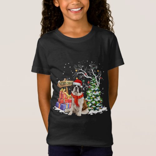 Funny Saint Bernard Santa Christmas Dog Lover Cute T_Shirt