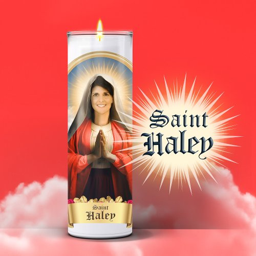 Funny Saint Haley Prayer Candle Sticker