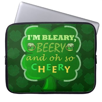 Funny Saint Patrick's Day Beer Laptop Sleeve by HaHaHolidays at Zazzle
