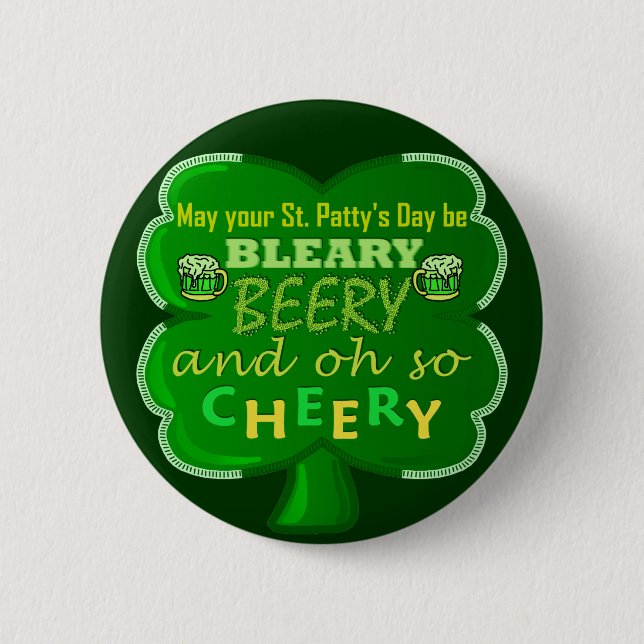 Funny Saint Patrick's Day Beer Pinback Button (Front)