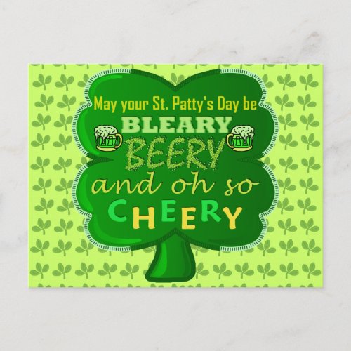 Funny Saint Patricks Day Beer Postcard
