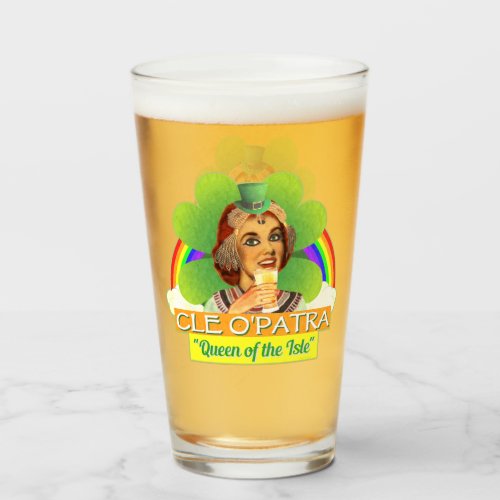 Funny Saint Patricks Day Cleopatra Pun Irish Glass