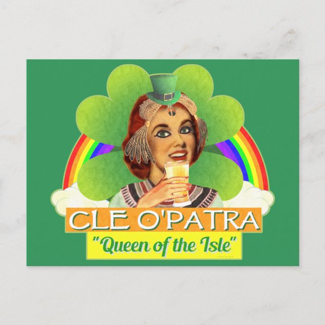 Funny Saint Patrick's Day Cleopatra Pun Irish Postcard (Front)