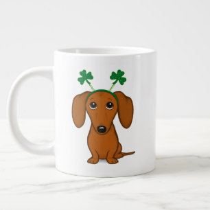 Funny Saint Patrick's Day Dog Dachshund Shamrocks Giant Coffee Mug