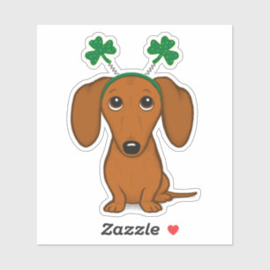 Funny Saint Patrick's Day Dog Dachshund Shamrocks Sticker