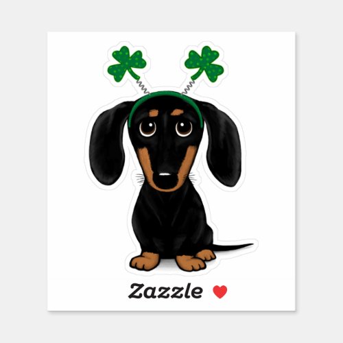 Funny Saint Patricks Day Dog Dachshund Shamrocks Sticker