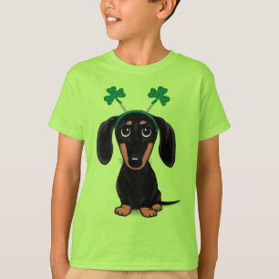Funny Saint Patrick's Day Dog Dachshund Shamrocks T-Shirt