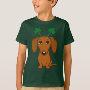 Funny Saint Patrick's Day Dog Dachshund Shamrocks T-Shirt