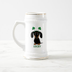 Funny Saint Patrick's Day Dog Shamrocks Custom Beer Stein