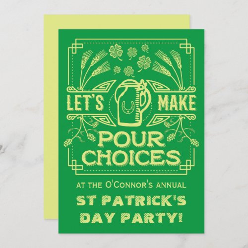 Funny Saint Patricks Day Green Irish Beer Party Invitation