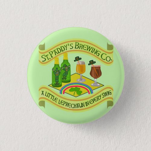 Funny Saint Patricks Day Leprechaun Brewery Button
