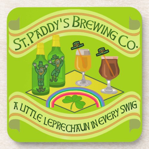 Funny Saint Patricks Day Leprechaun Brewery Coaster