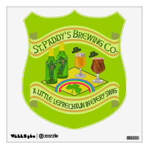 Funny Saint Patrick's Day Leprechaun Brewery Wall Decal