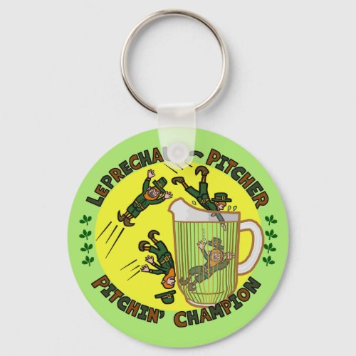 Funny Saint Patricks Day Leprechaun Pitcher Keychain