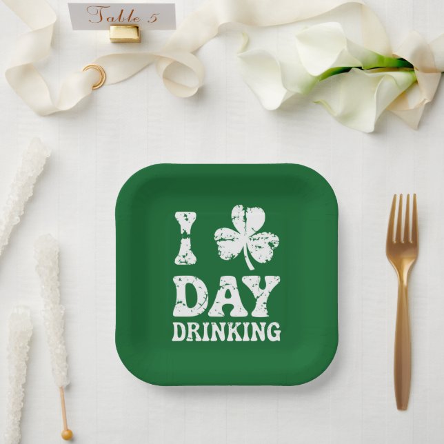 Funny Saint Patricks Day Party St Pats Funny Drink Paper Plates (Wedding)
