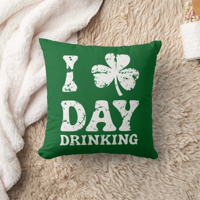 Funny Saint Patricks Day Party St Pats Funny Drink Throw Pillow (Blanket)