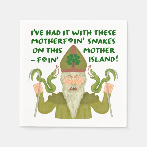 Funny Saint Patricks Day Snakes Joke Green Irish Napkins