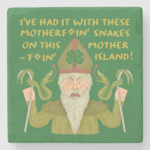 Funny Saint Patricks Day Snakes Joke Green Irish Stone Coaster