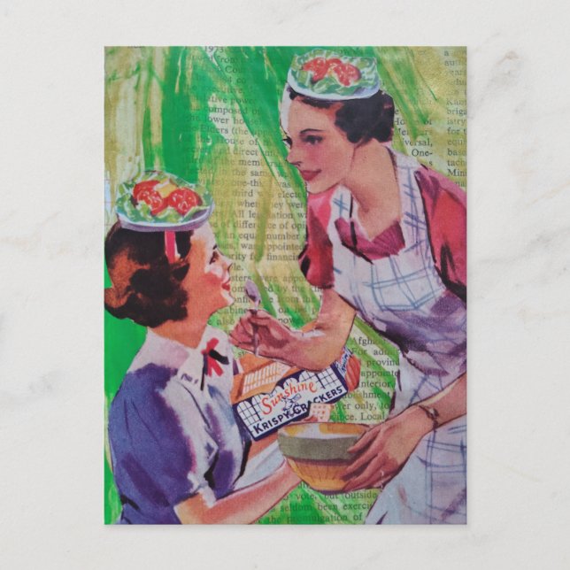 Funny Salad Hats collage Postcard (Front)
