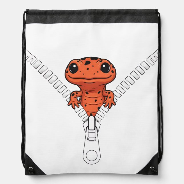 Funny Salamander Peek  Drawstring Bag (Front)