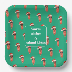 Funny salami kisses apero Christmas Paper Plates