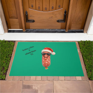 Funny salami kisses christmas doormat